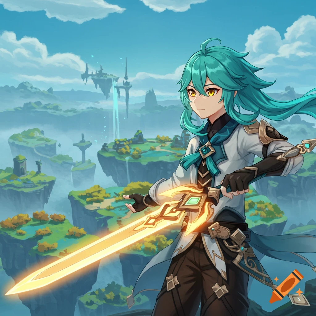 Genshin impact cryo catalyst character on craiyon