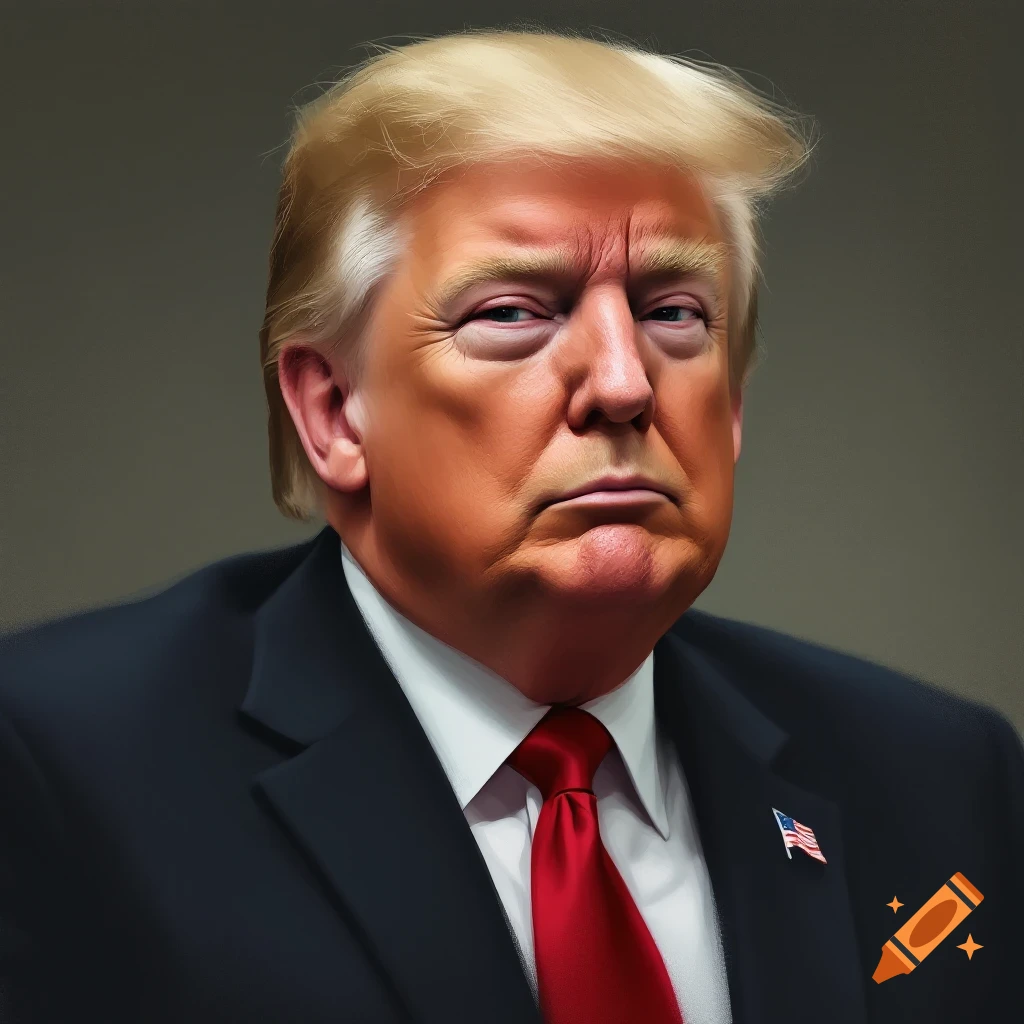 Portrait of Donald Trump in a suit and red tie