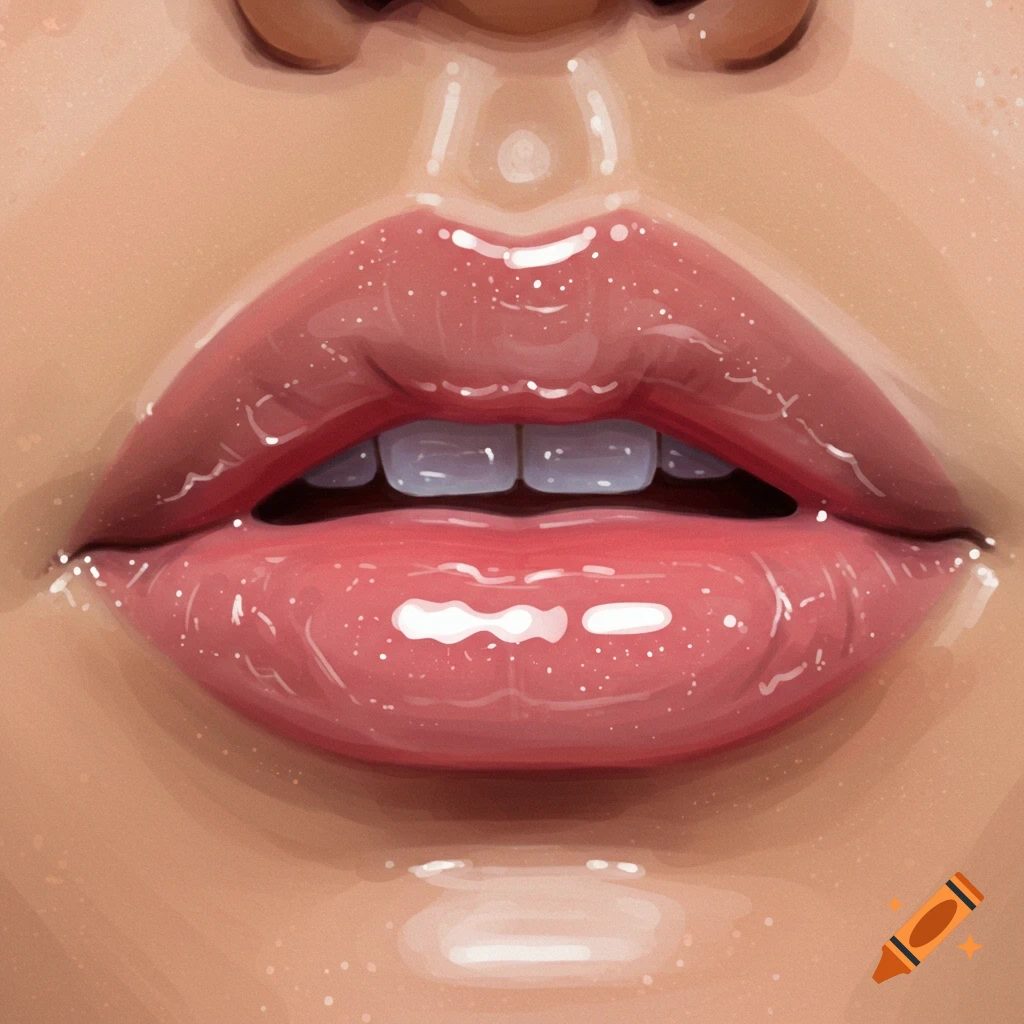 Glossy pink lips