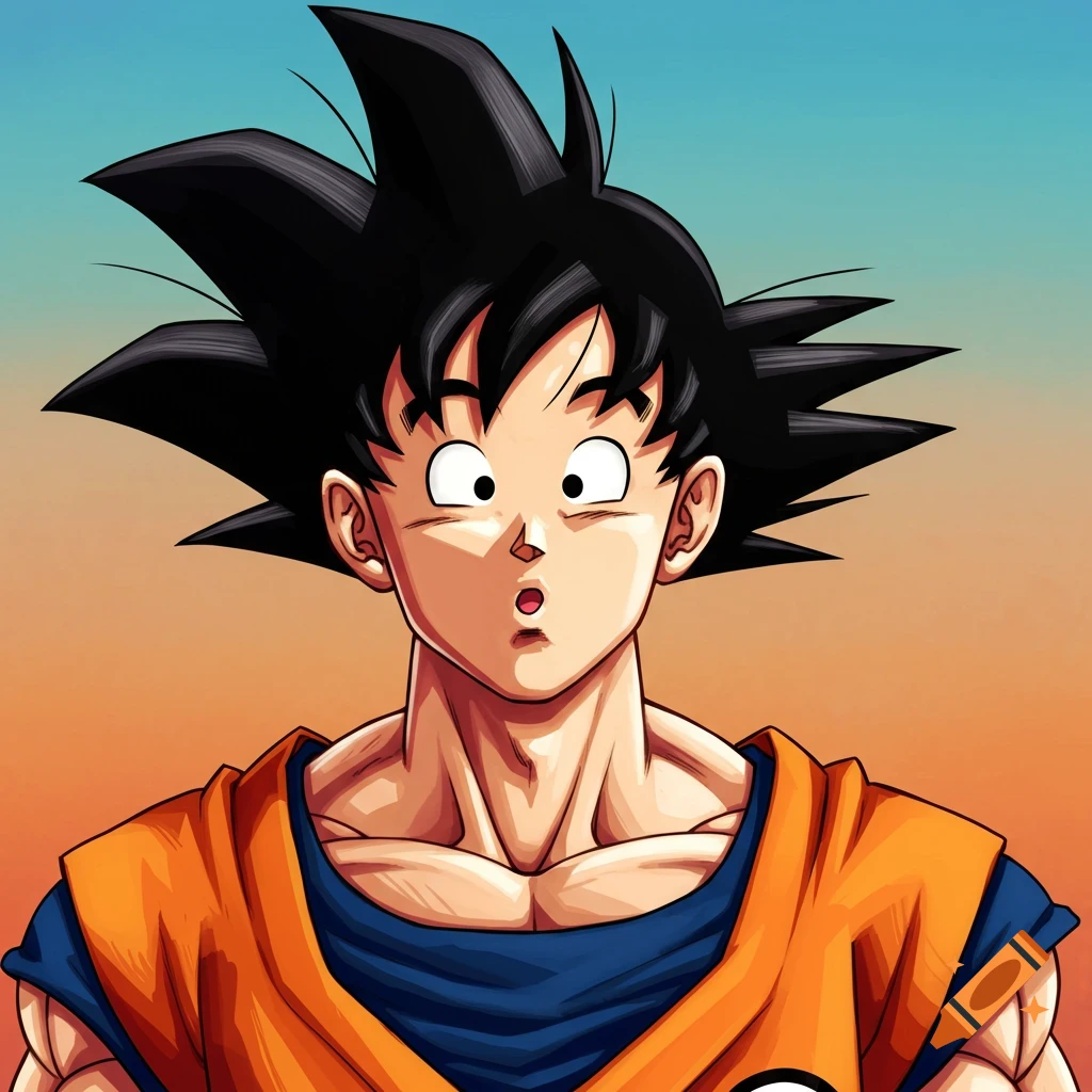 Goku from Dragon Ball Z with a surprised expression.