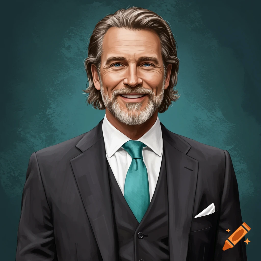 A smiling middle-aged man in a charcoal suit and teal tie.