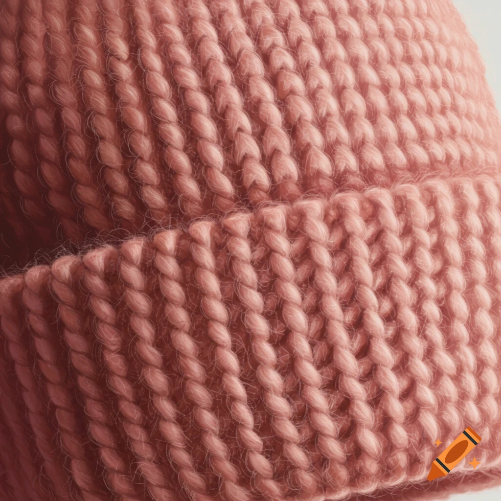 Close-up of pink knitted fabric texture.