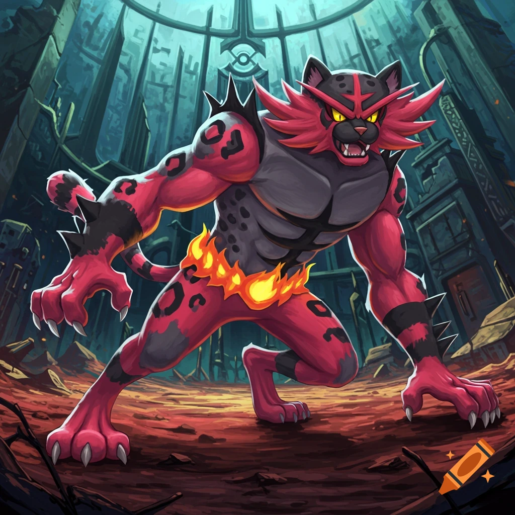 Pokemon Inteleon in a ruinous setting, anime style.