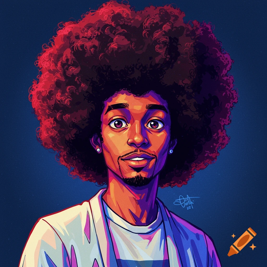 A person with a large afro