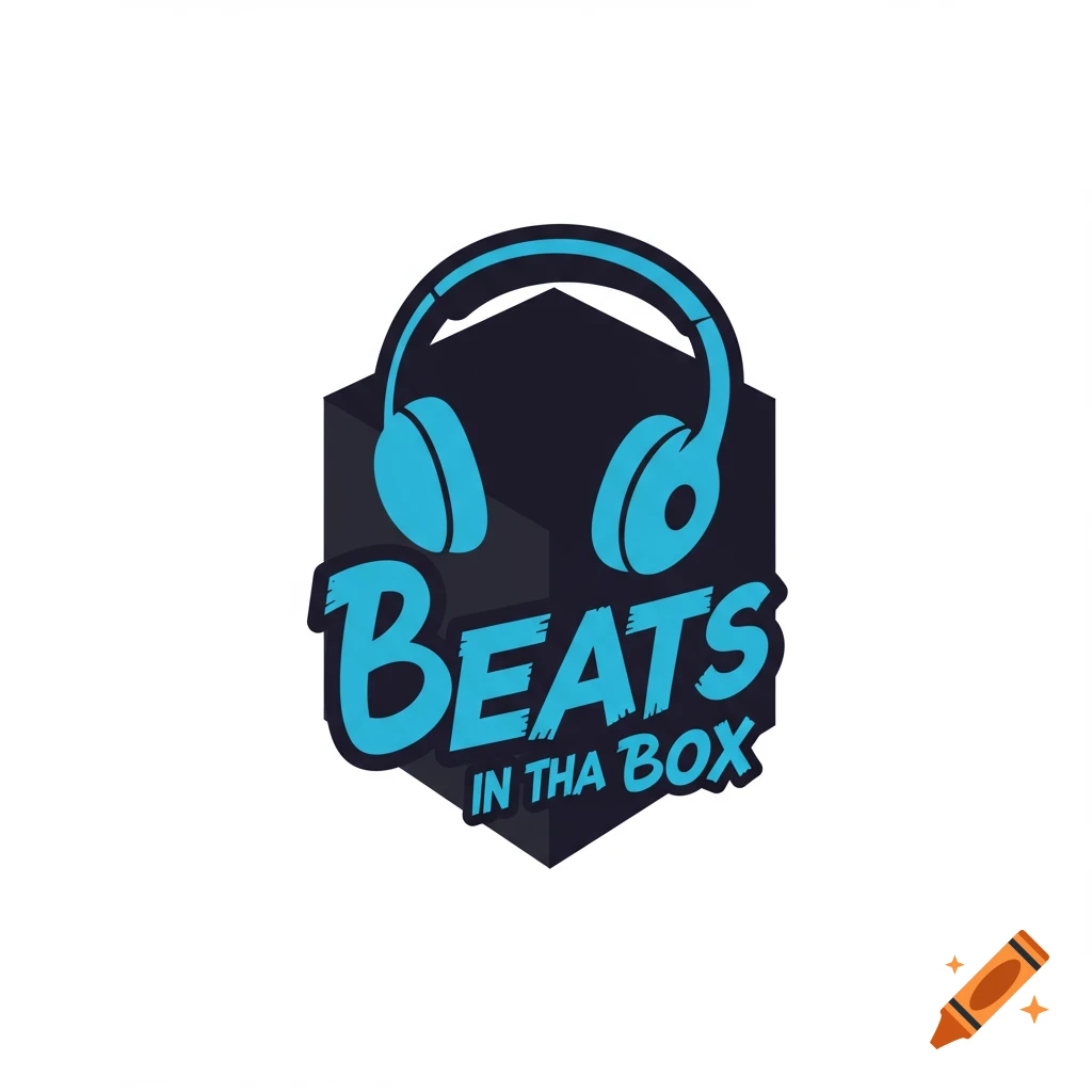 Logo with blue headphones and text 'BEATS IN THA BOX' on a dark background.
