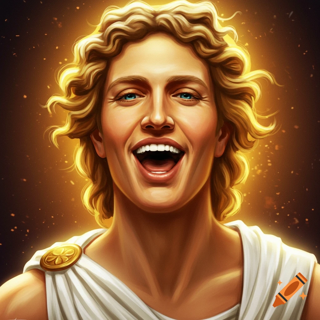 Apollo singing close-up with golden light