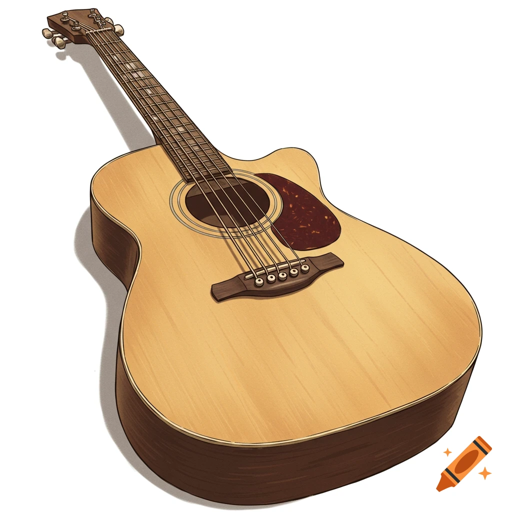 A tan acoustic guitar drawing.