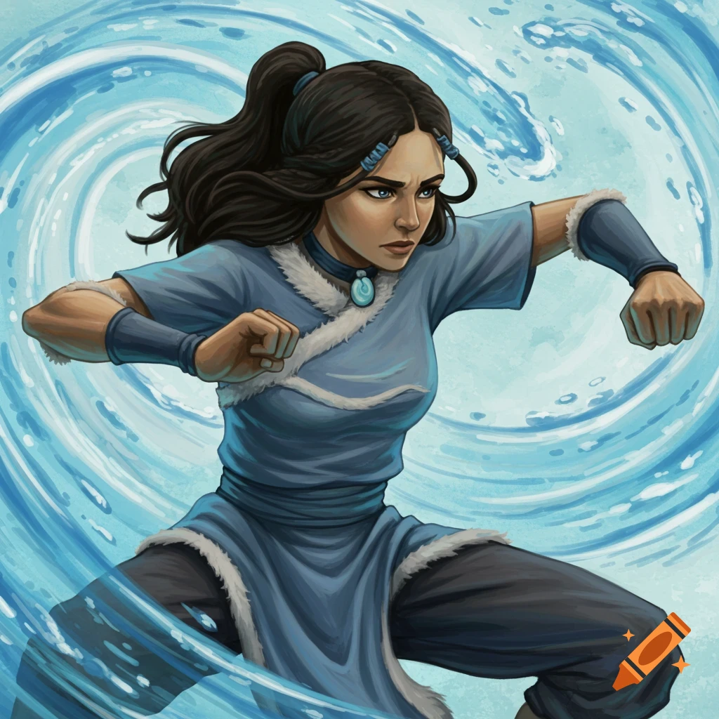 A picture of Katara from Avatar the Last Airbender waterbending.