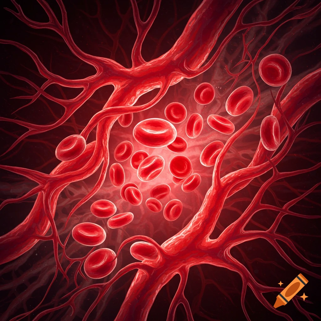 Image of red blood cells in a bloodstream.