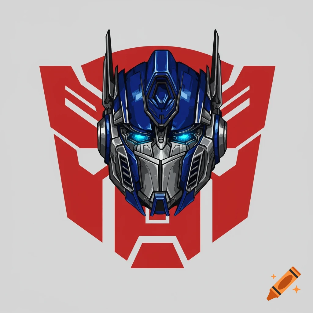 Optimus Prime's head centered on the red Autobot logo.