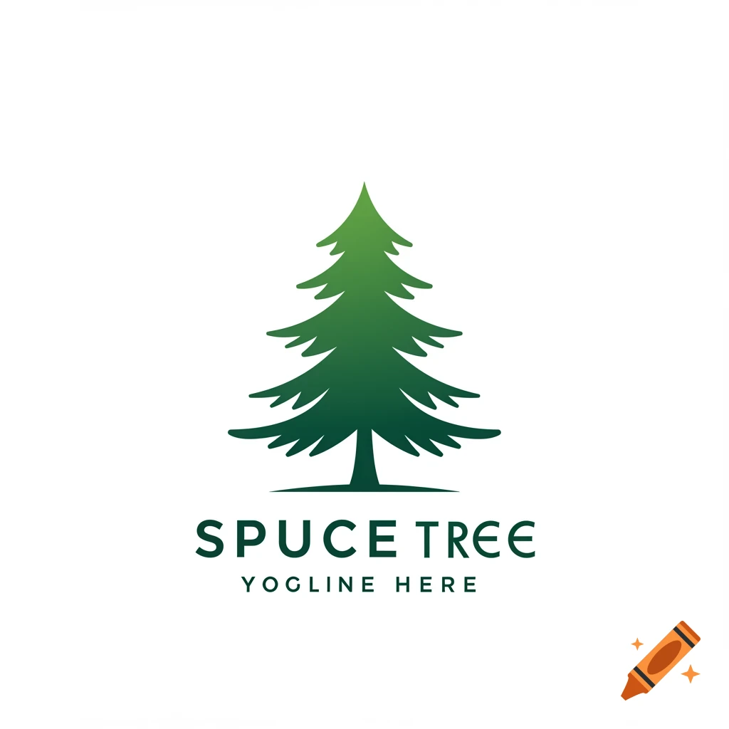 A stylized green spruce tree logo with text below.