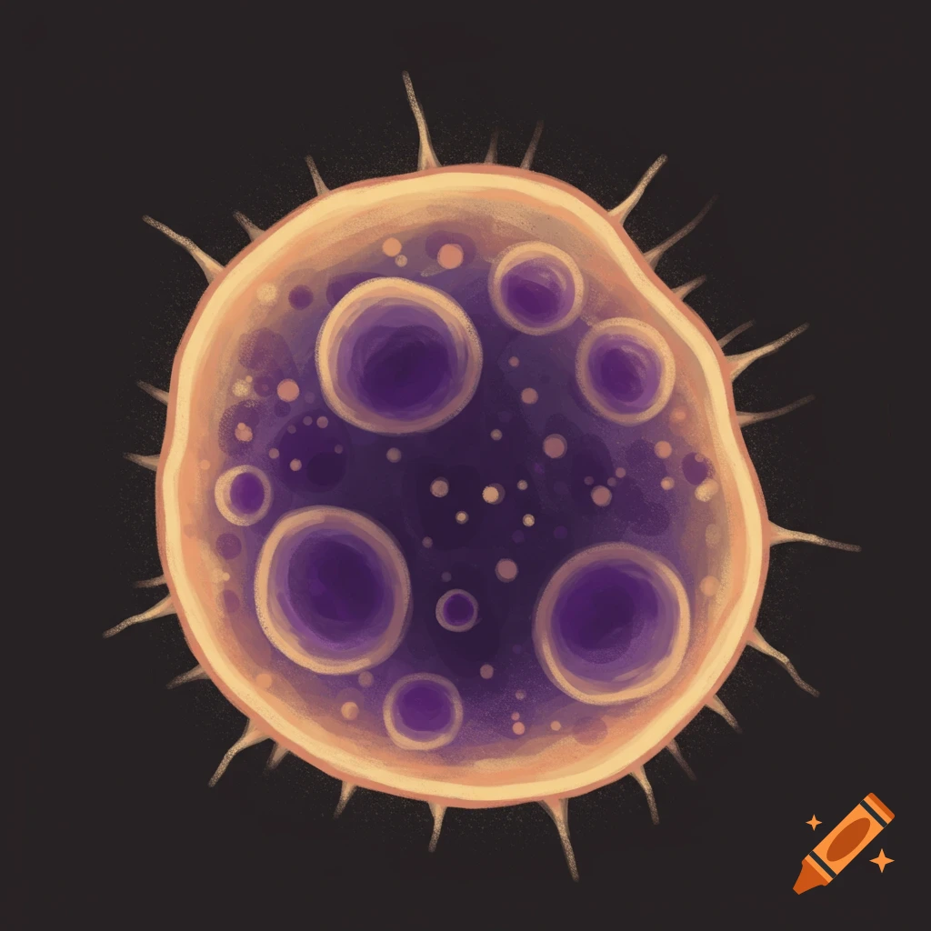 Stylized purple and orange prokaryotic cell or bacterium