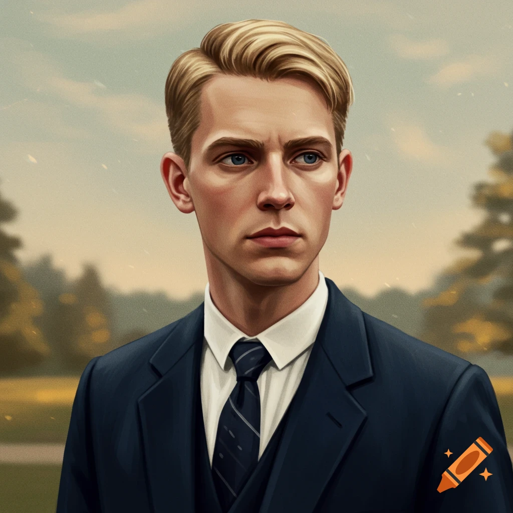 portrait of a blonde man in a suit