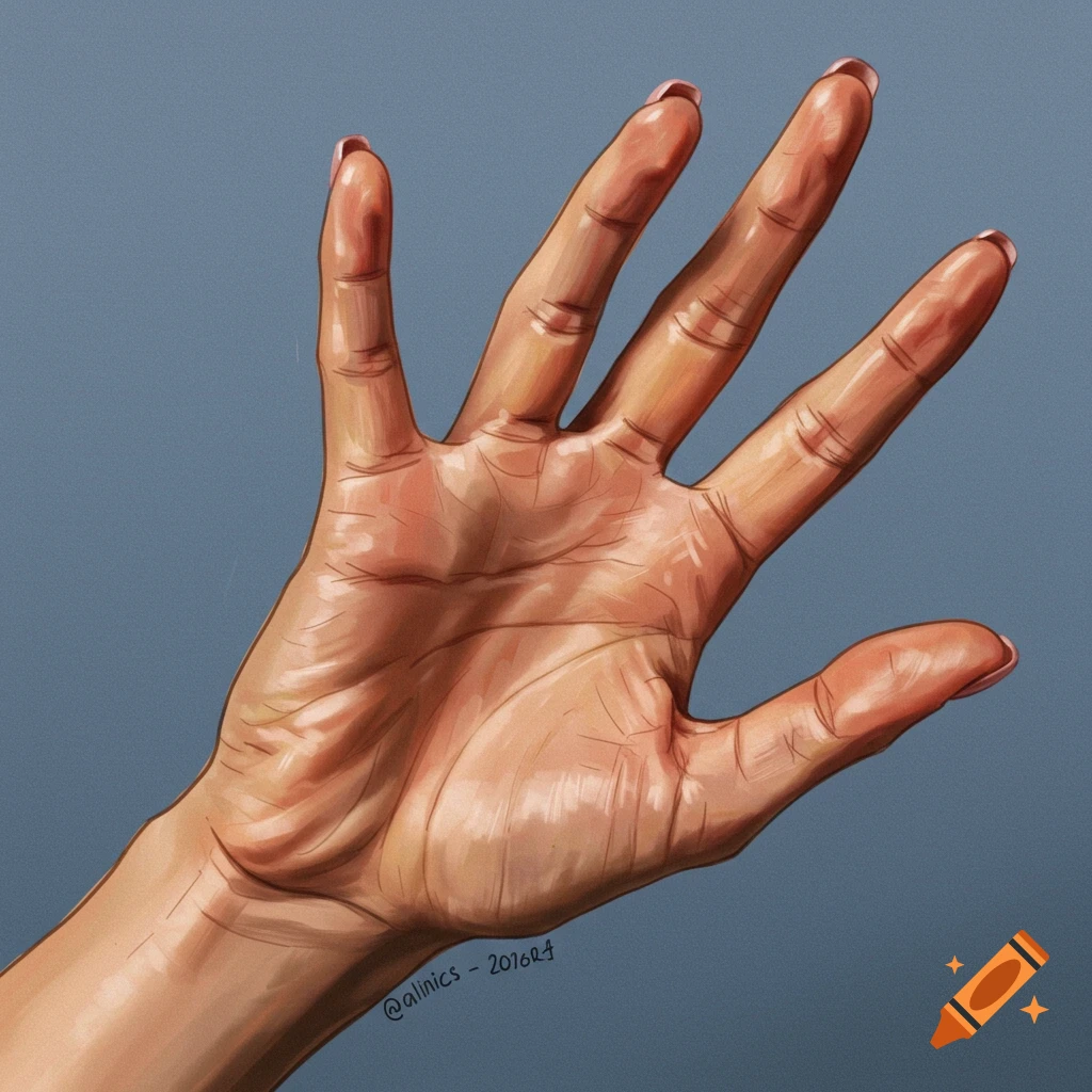 a hand against a blue background.