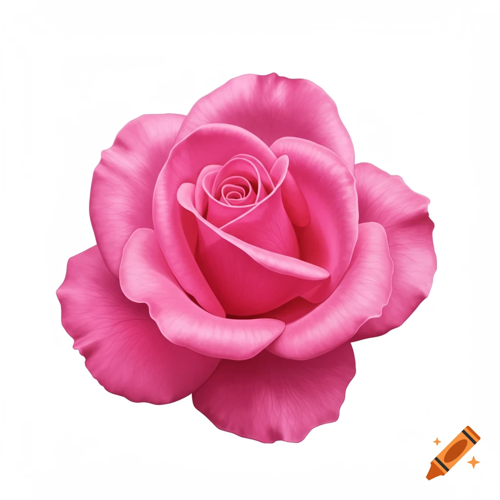 A single pink rose on a white background.