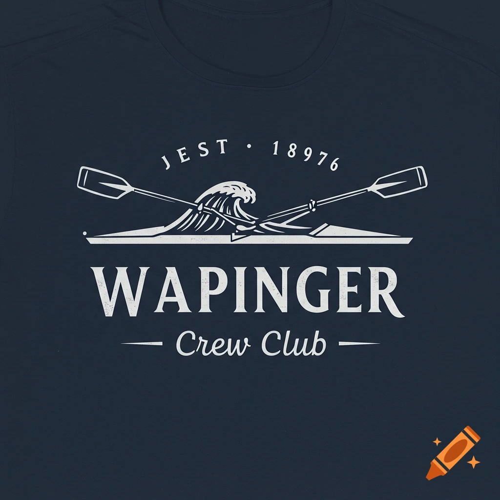 Wapinger Crew Club logo with boat, oars, and waves