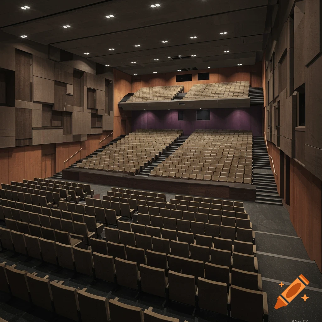 An empty auditorium with tiered seating