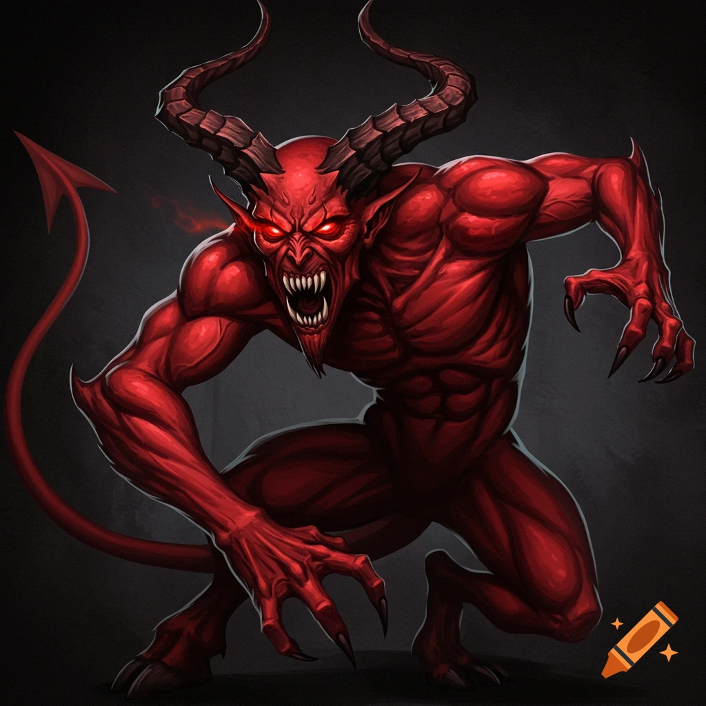 A red devil creature with horns and claws.