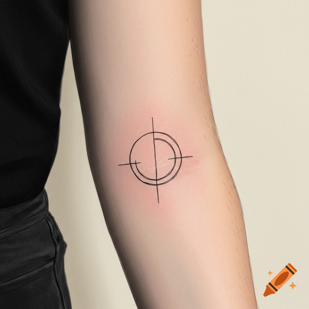 Geometric circle tattoo on a forearm
