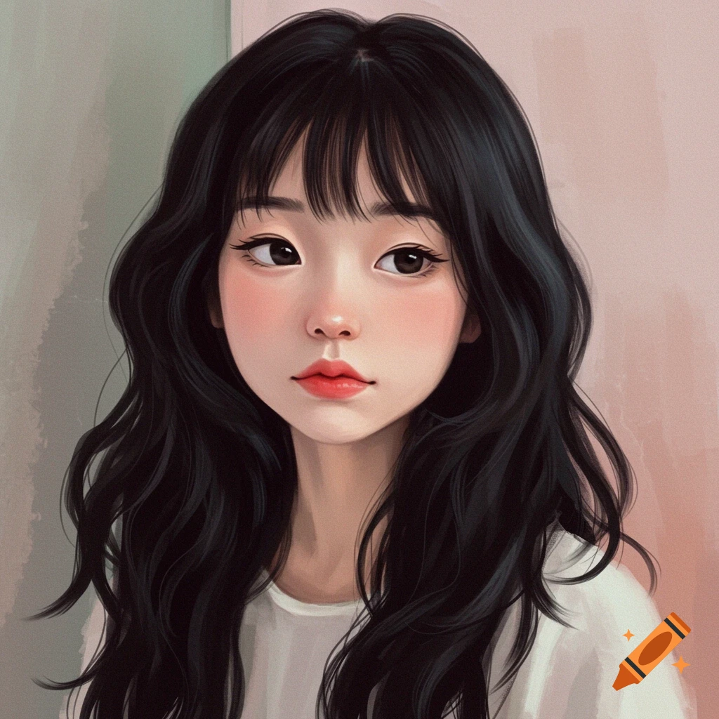 A young girl with long black hair.