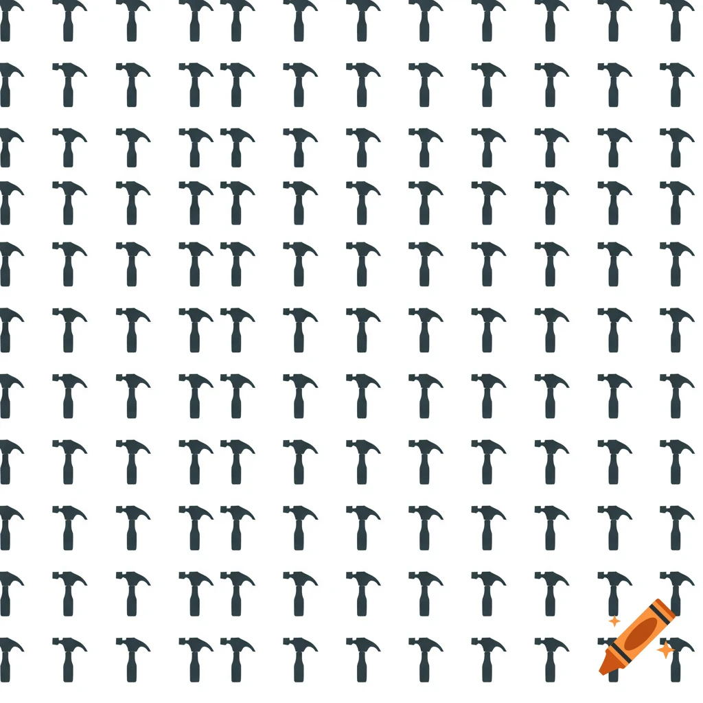 A seamless pattern of dark hammer silhouettes on a white background.