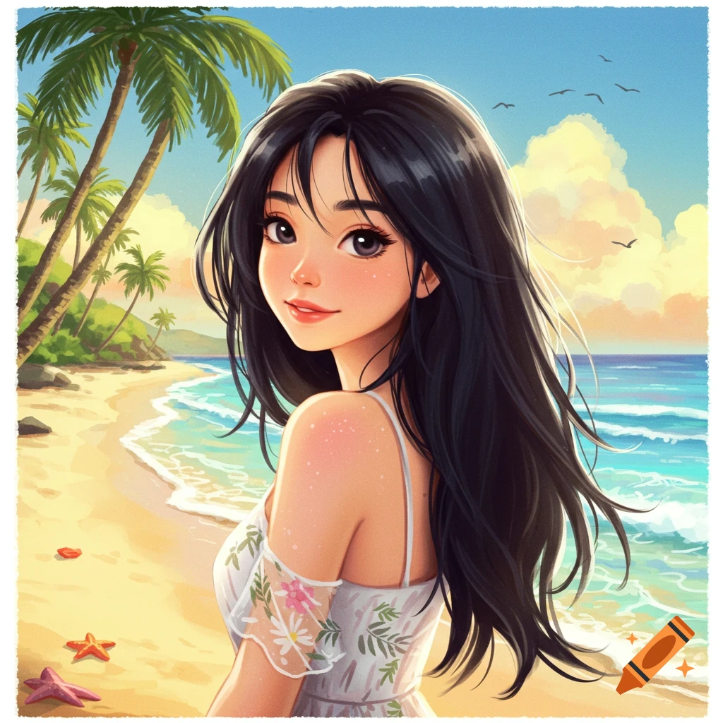 A young woman on a beach