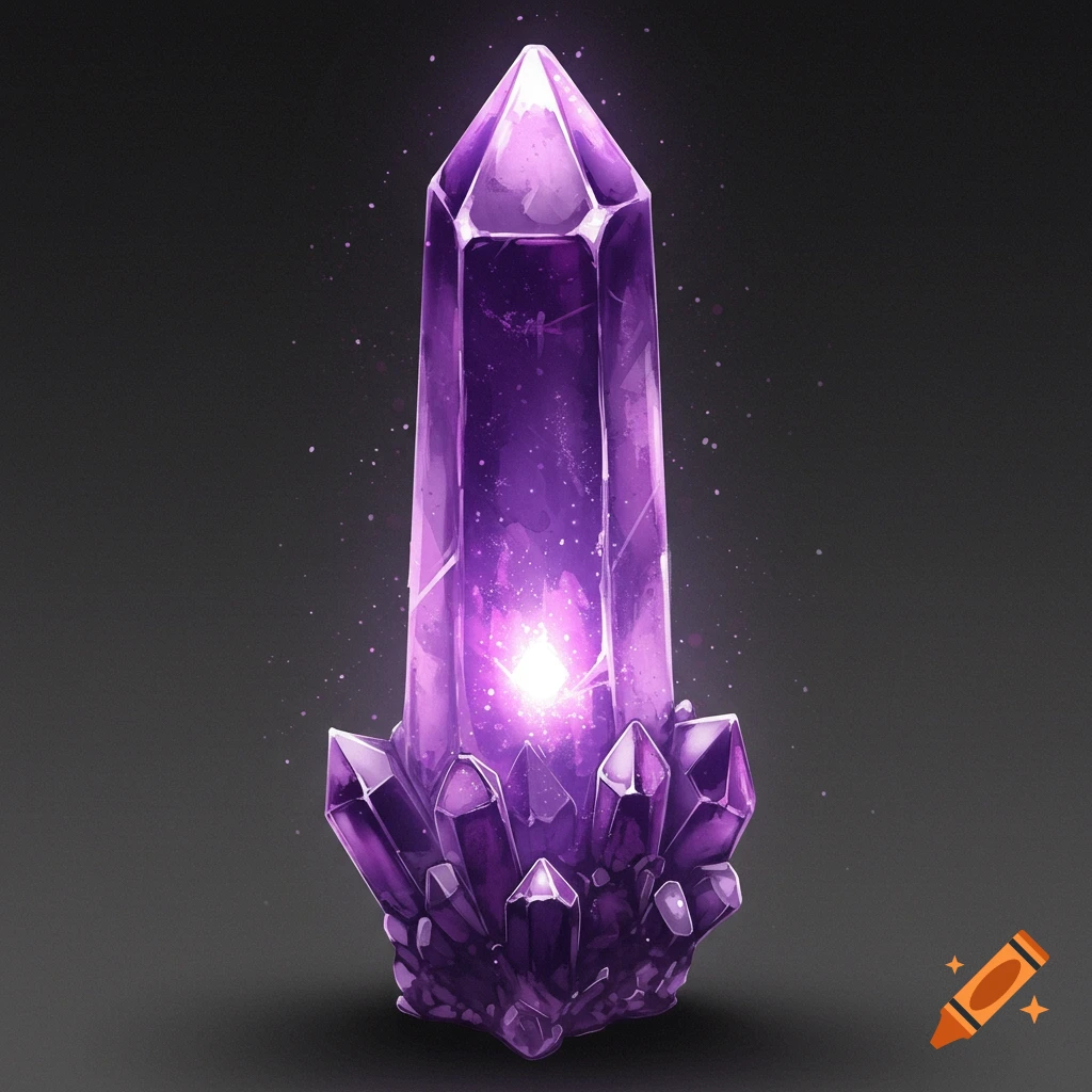 A glowing purple crystal pillar