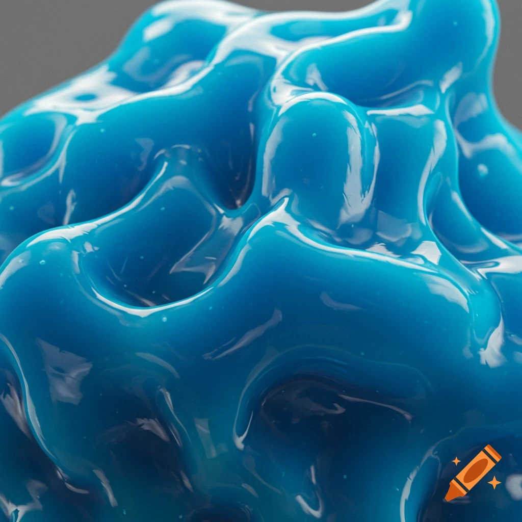 Close-up of wavy, shiny blue goo texture.