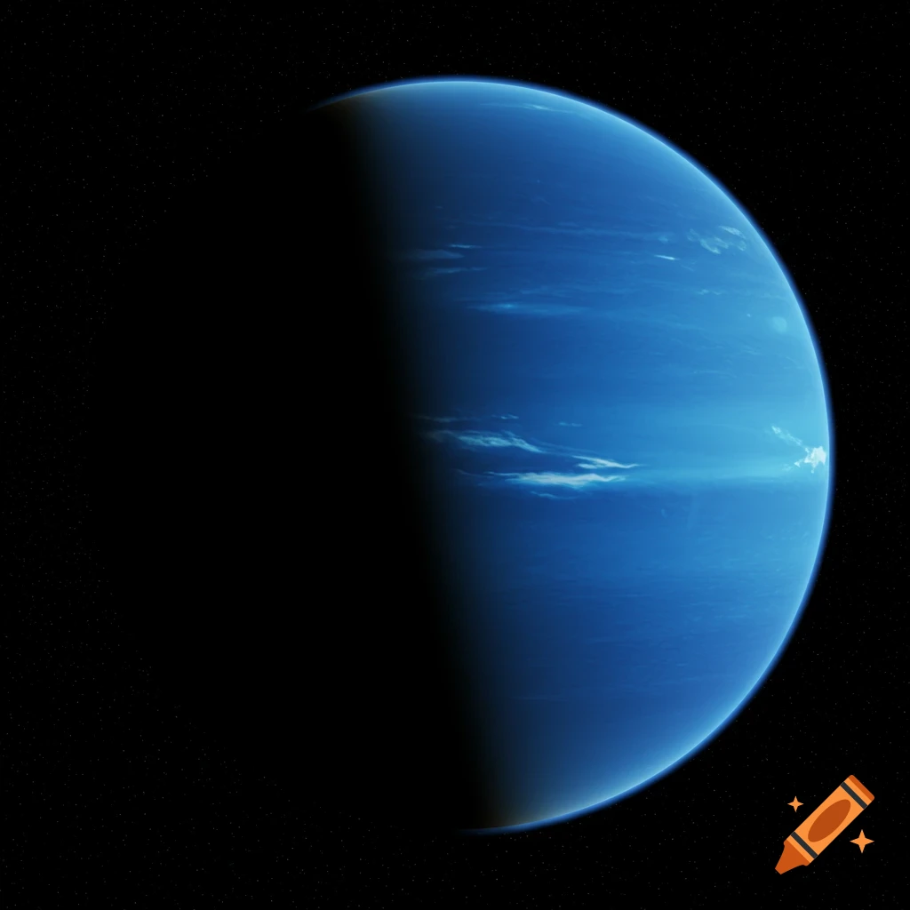 A blue planet, half in shadow, against a black starry background.