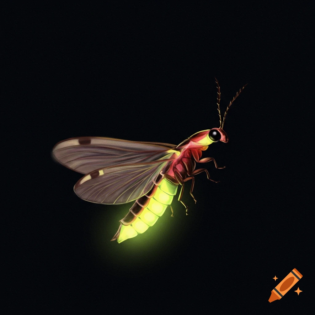 A firefly flying.