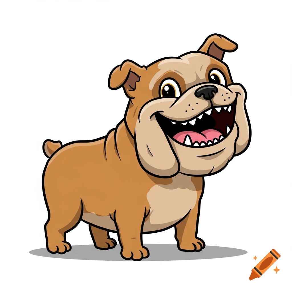 Cartoon bulldog smiling