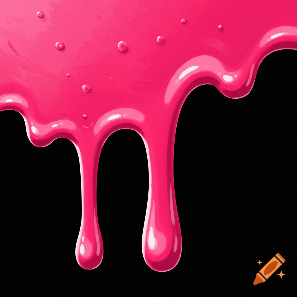 Bright pink liquid dripping on a black background.