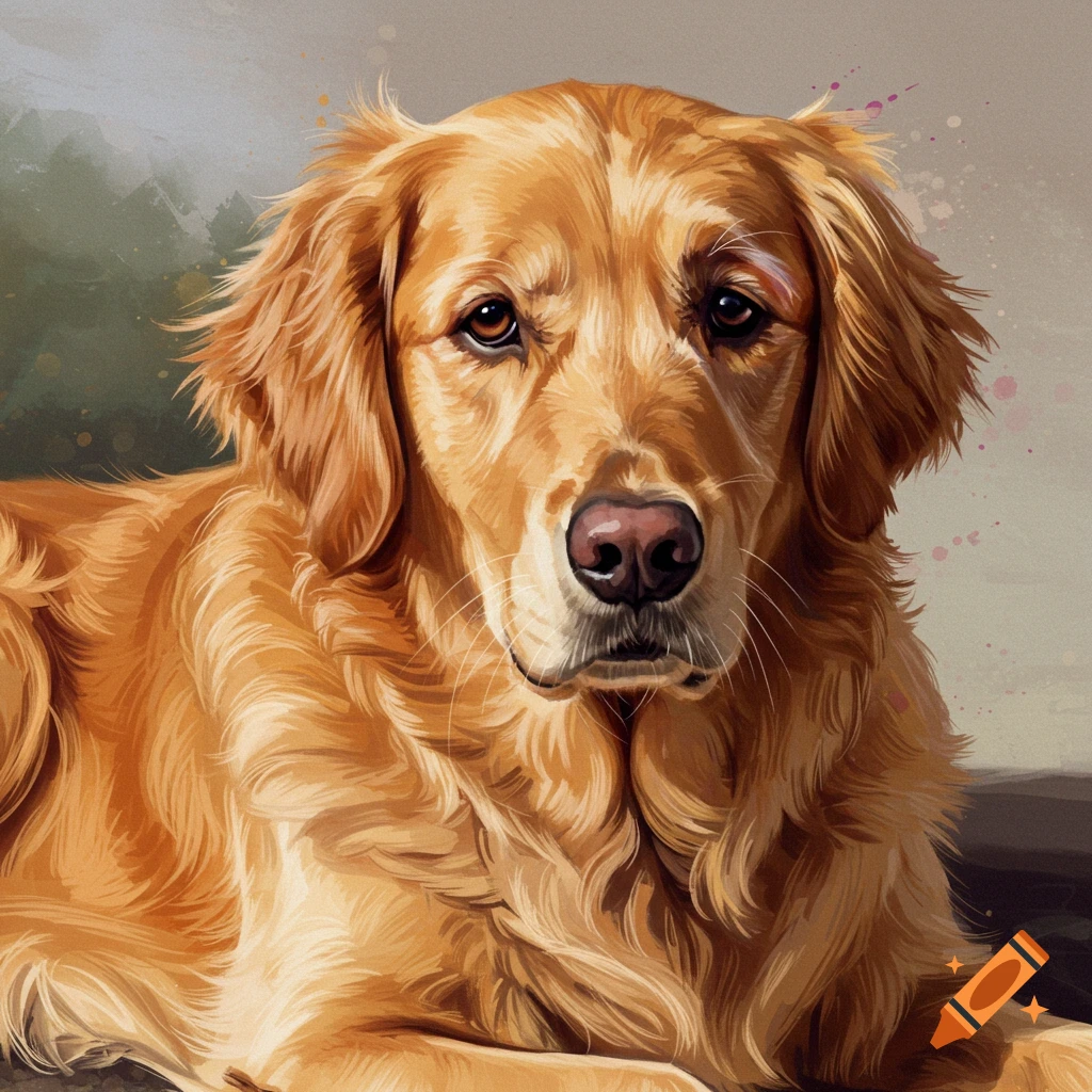 A portrait of a Golden Retriever dog.