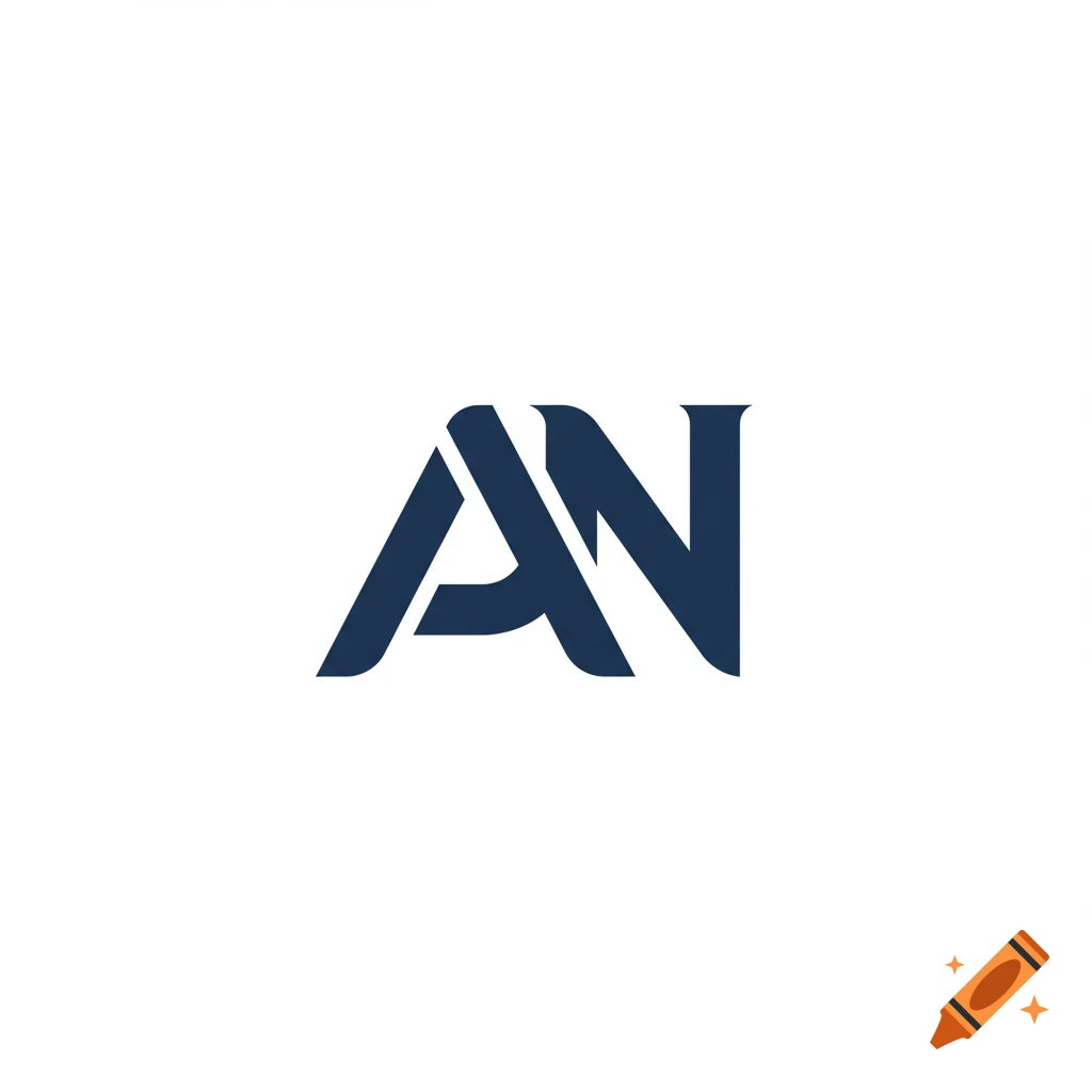 Stylized dark blue logo of the letters AN on a white background.