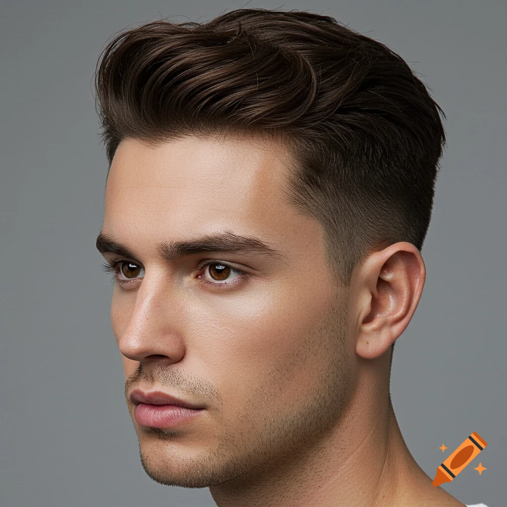 Profile view of a man with a low taper fade haircut.