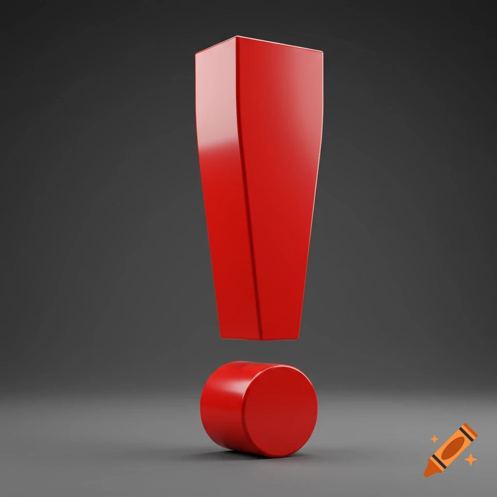 A shiny red 3D exclamation point on a dark background.