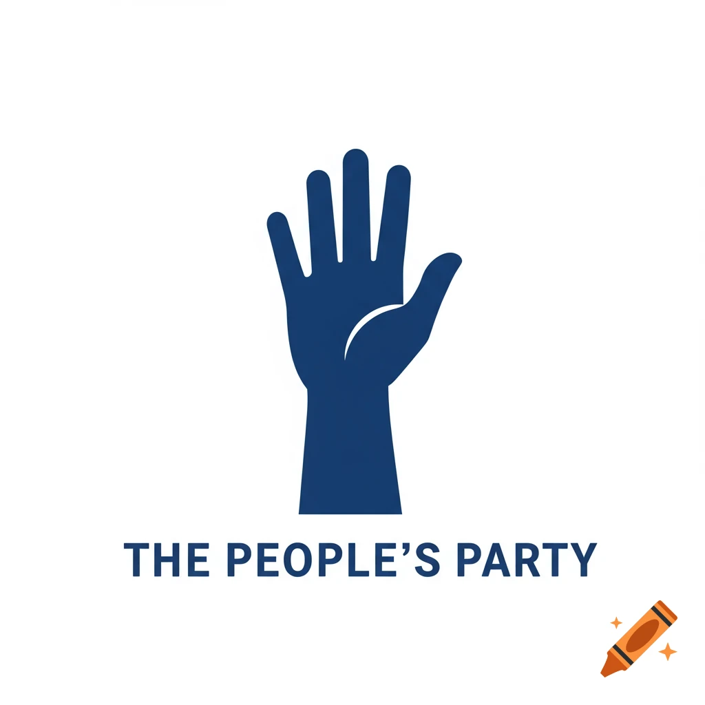 Blue hand logo with text THE PEOPLE'S PARTY