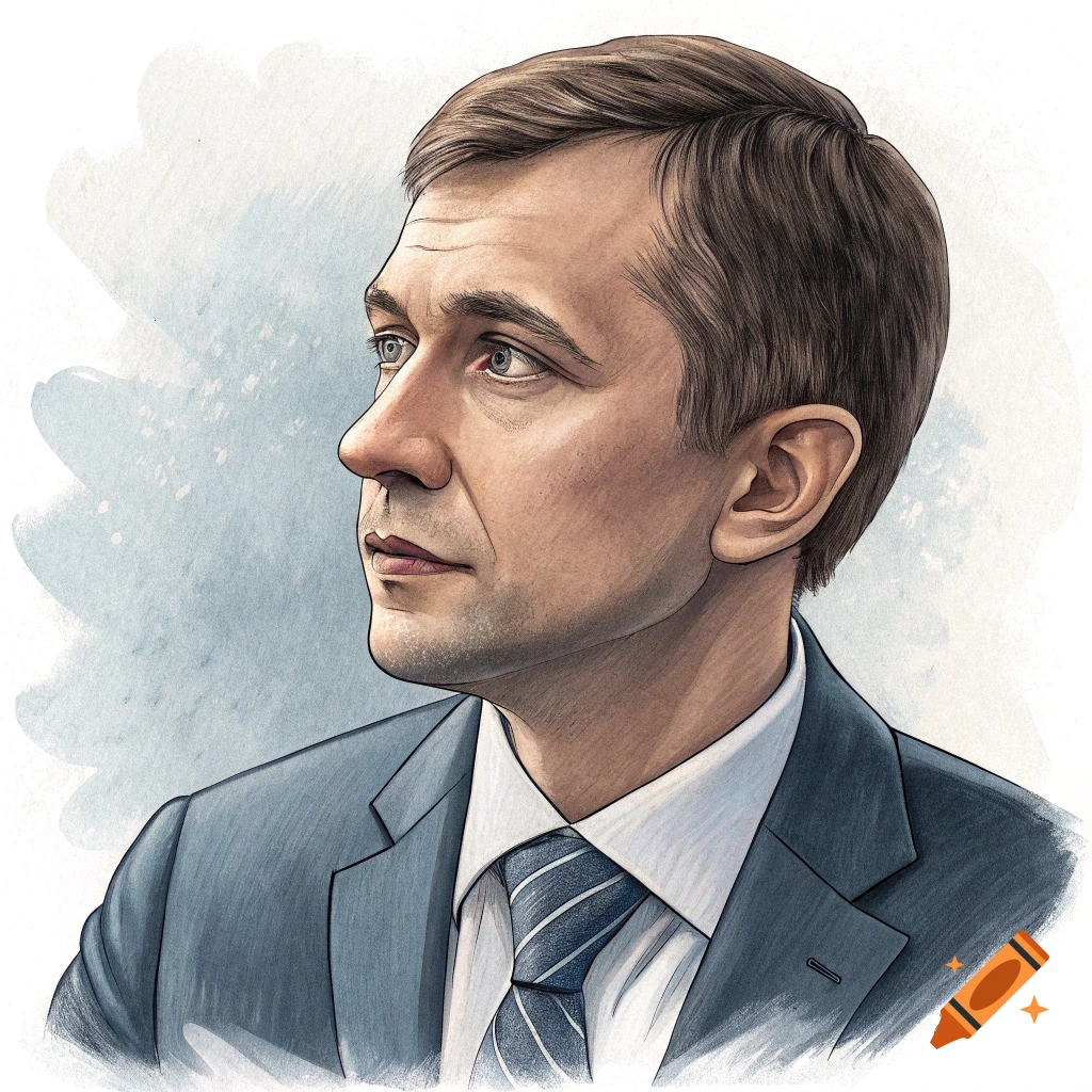 Watercolor portrait of a man in a suit and tie