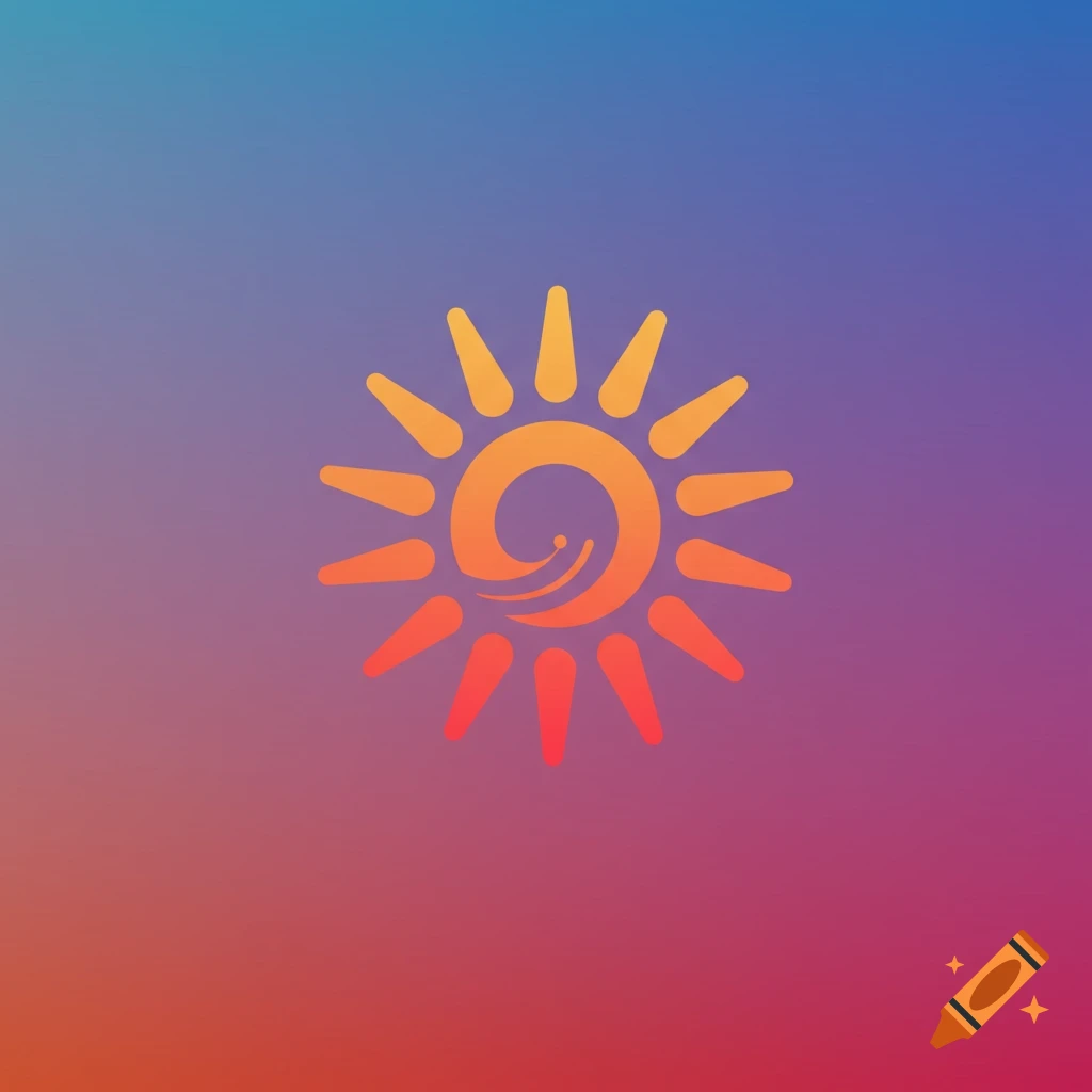 A stylized orange and yellow sun icon on a gradient background.
