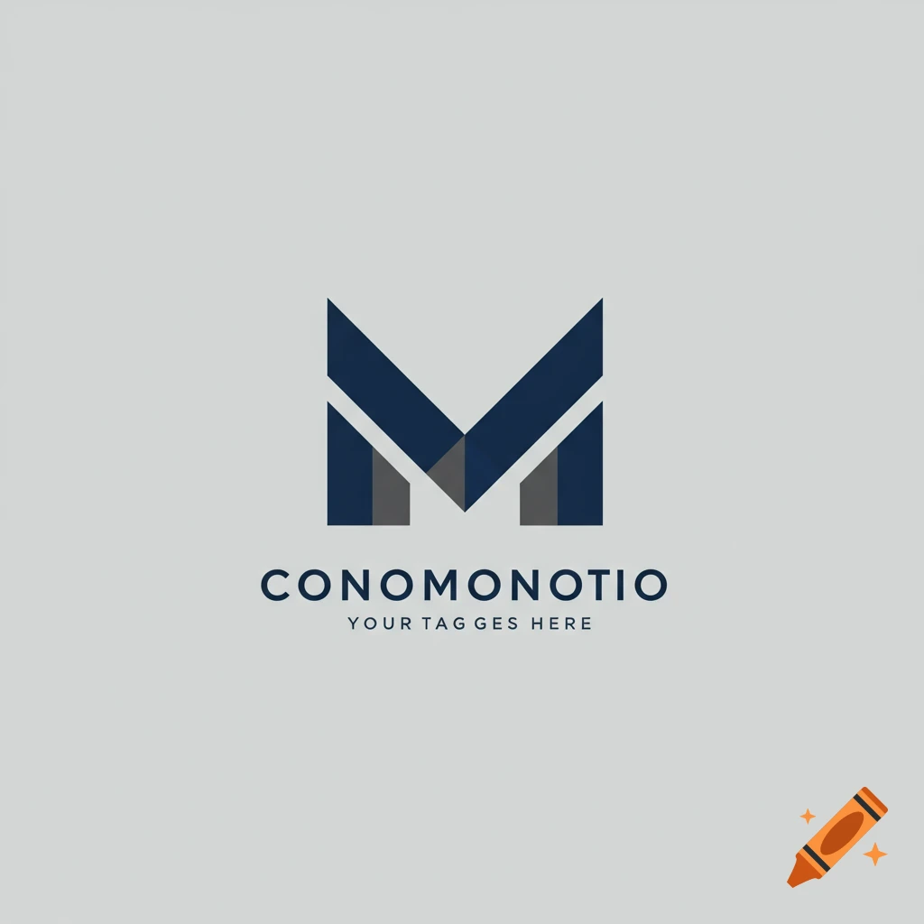 A stylized M logo in dark blue and gray above the text 'CONOMONOTIO YOUR TAGGES HERE'.