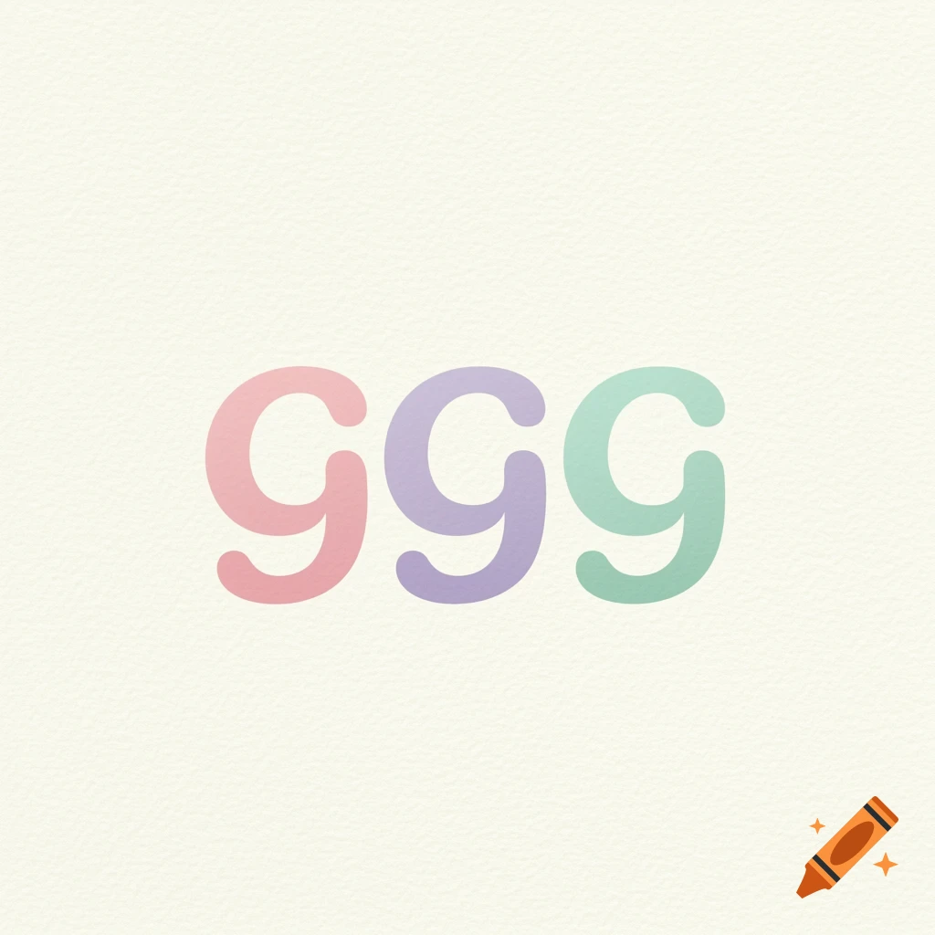 Stylized logo of pastel pink, lavender, and mint green letters ggg on a creamy white background.