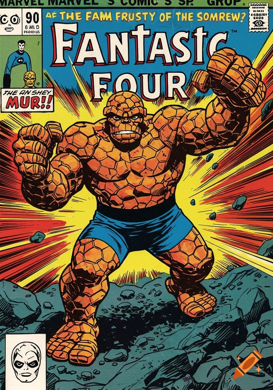 Comic book cover featuring The Thing from Fantastic Four in a dynamic pose.