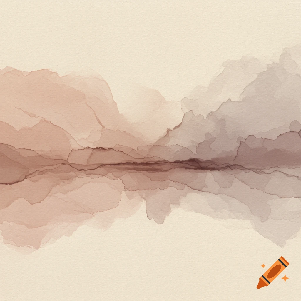 Abstract watercolor painting in brown and beige tones on a light background.