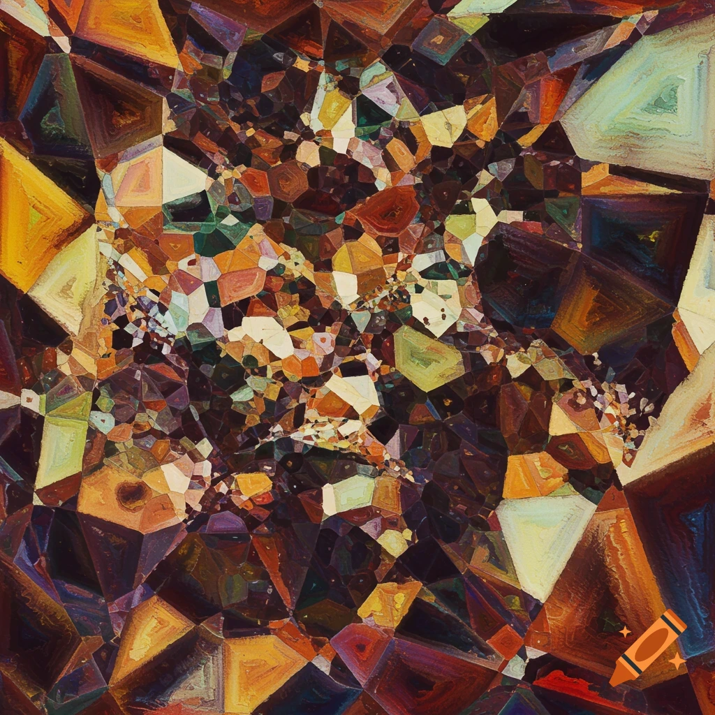 Abstract image of geometric fragments in earthy and vibrant colors