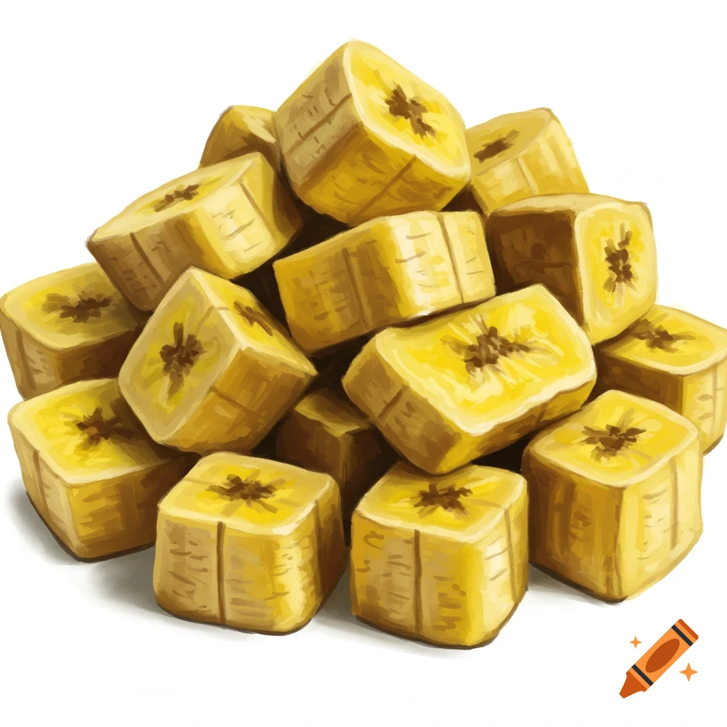 A pile of chopped banana chunks.