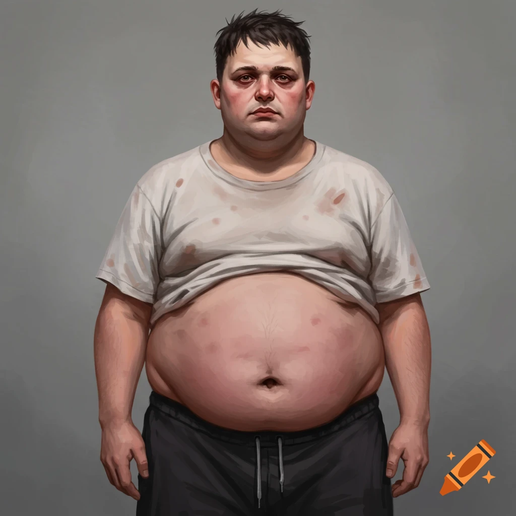 an obese man standing