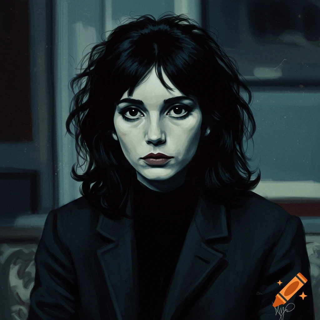 Portrait of a woman with dark hair and eyes