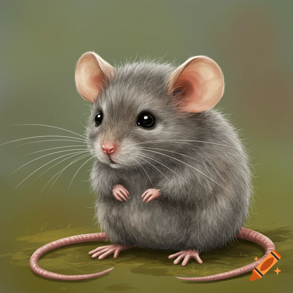 A fluffy gray mouse with large ears.