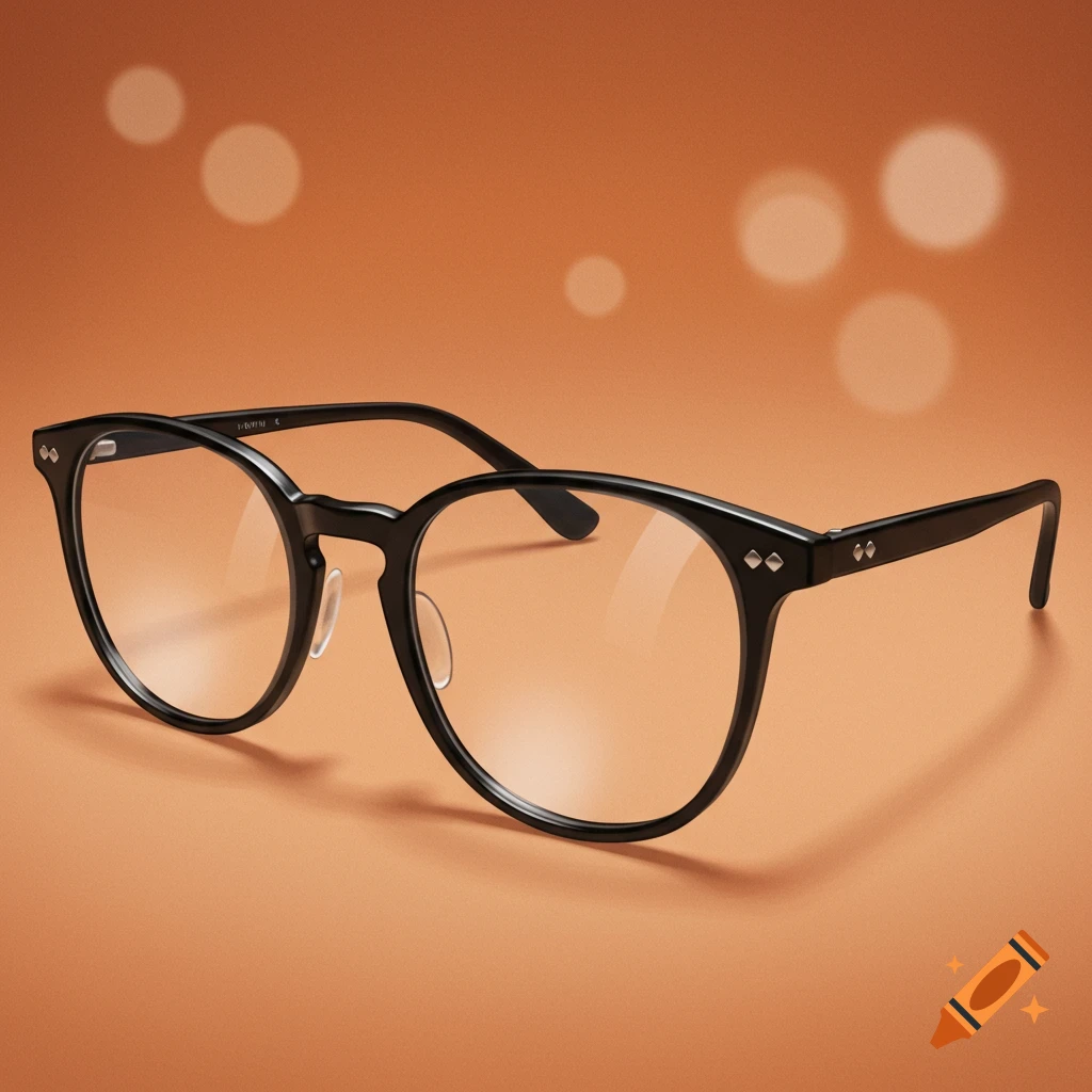 A black pair of round glasses with bokeh lights.
