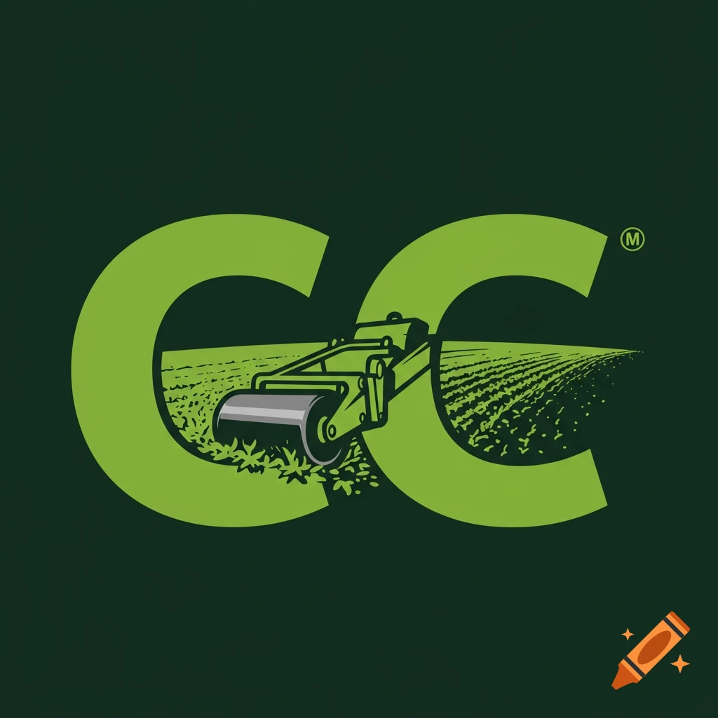 Green logo with large CC letters containing a farm roller crimper over a field.